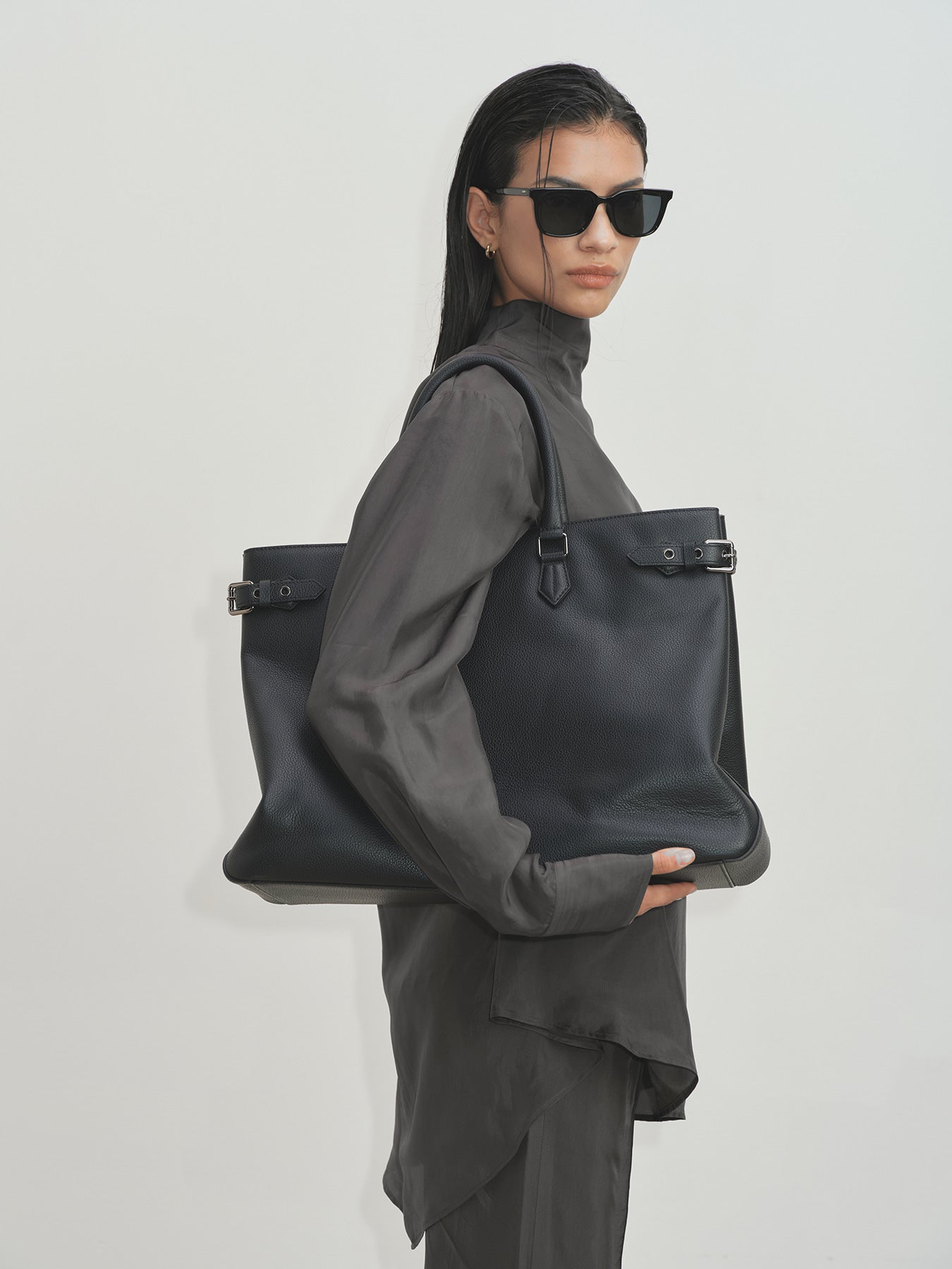 Tonywack - Liquid Oversized High Neck Top (Grey Khaki) product image 7 | TRAB K-Fashion Australia