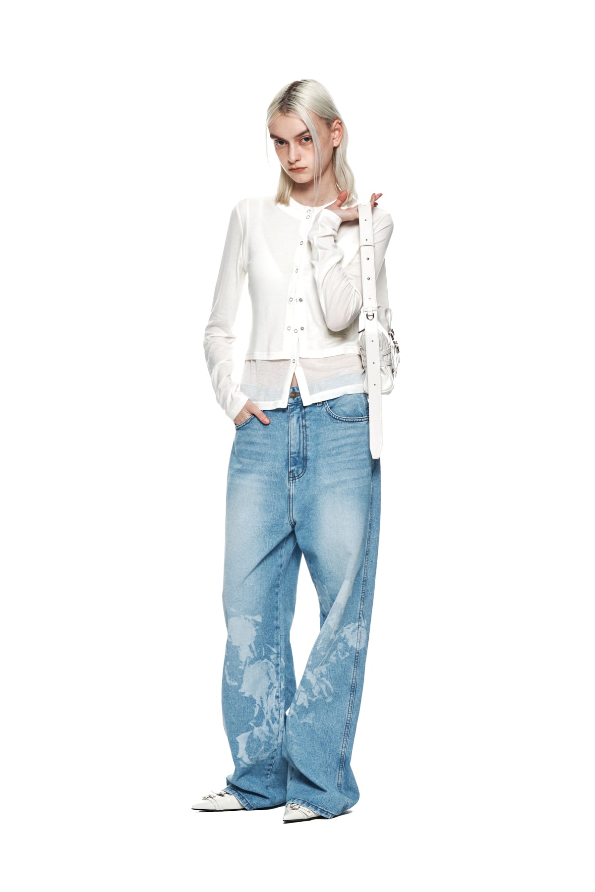 Matin Kim - Layered Snap Cardigan (White) product image 9 | TRAB K-Fashion Australia