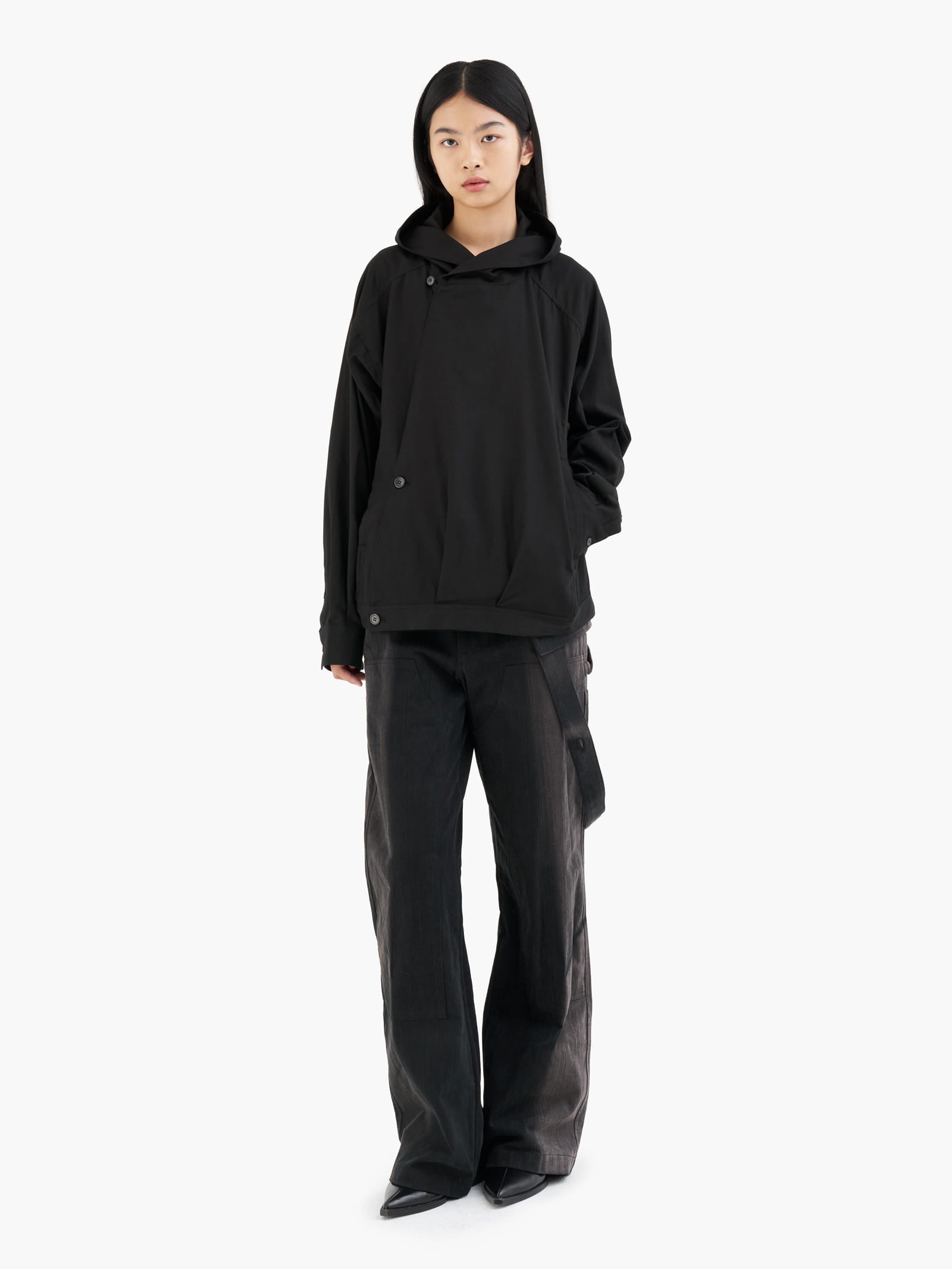 Jiyong Kim - Draped Wrap Hood Jacket (Black) product image 4 | TRAB K-Fashion Australia