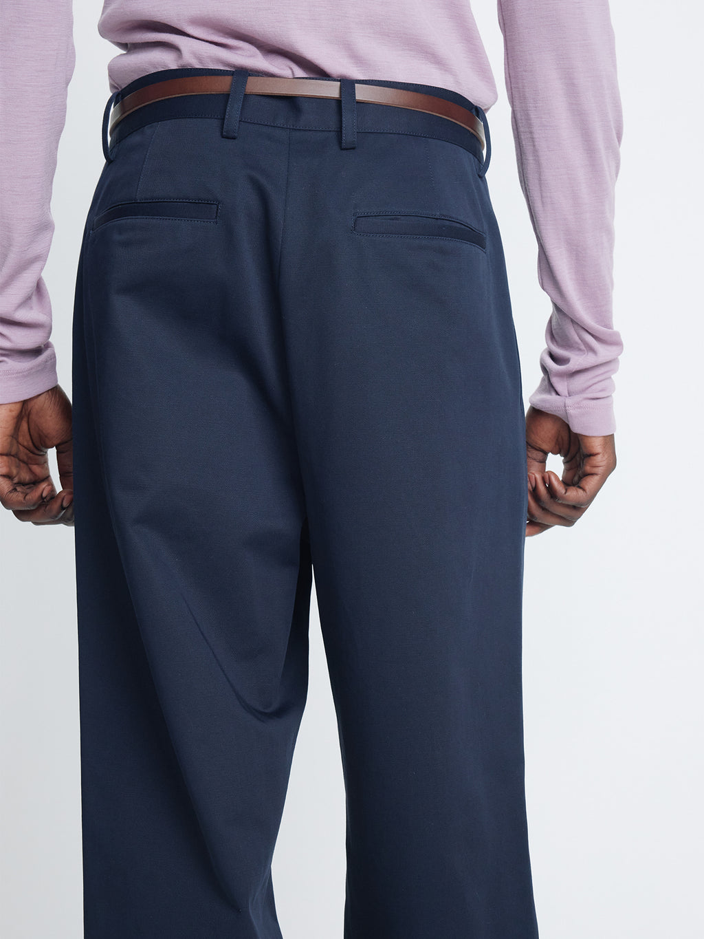 Tonywack - Cotton Drill Pleated Chino Pants (Navy) product image 8 | TRAB K-Fashion Australia