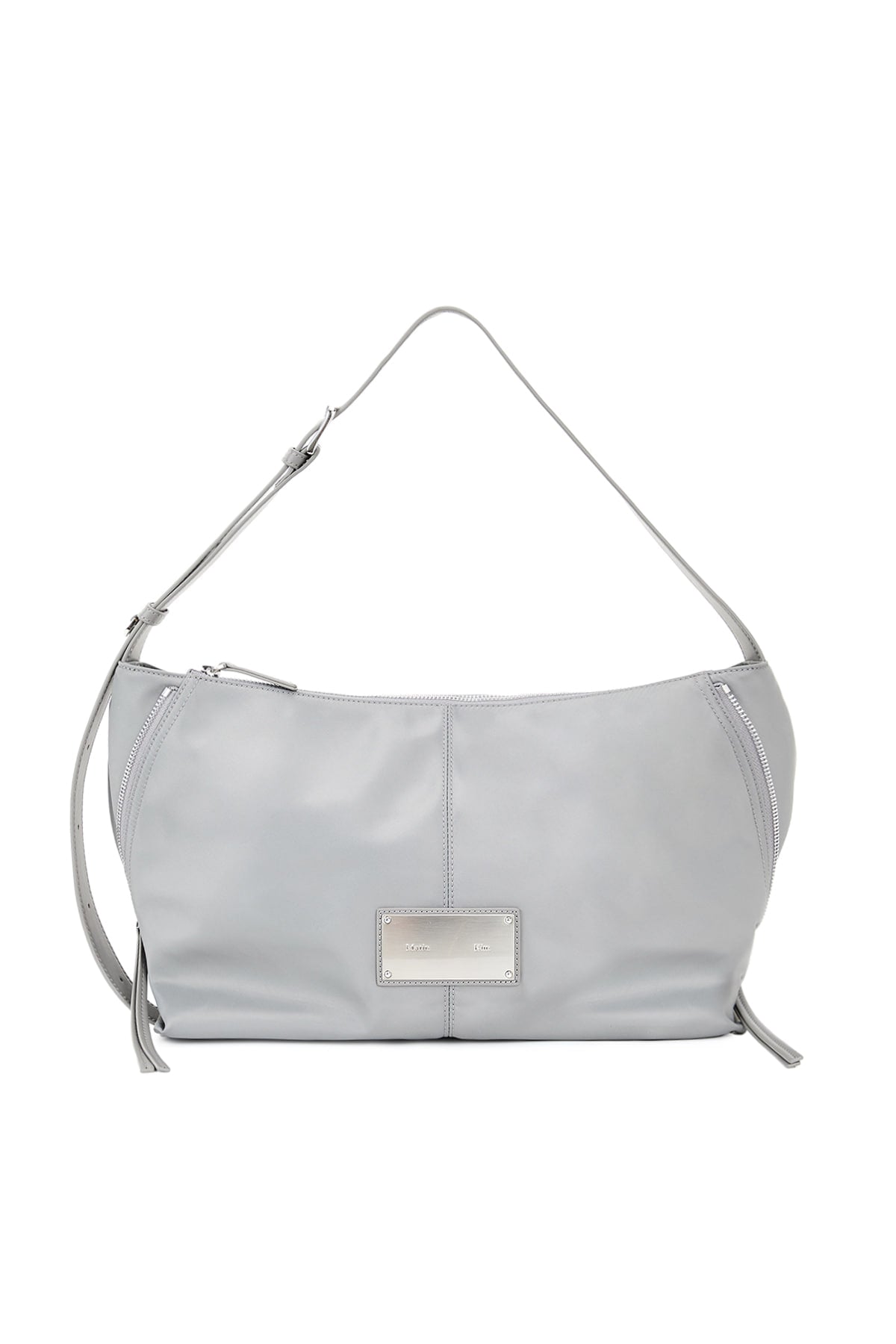 Matin Kim - Side Zipper Fabric Shoulder Bag (Grey) product image 1 | TRAB K-Fashion Australia