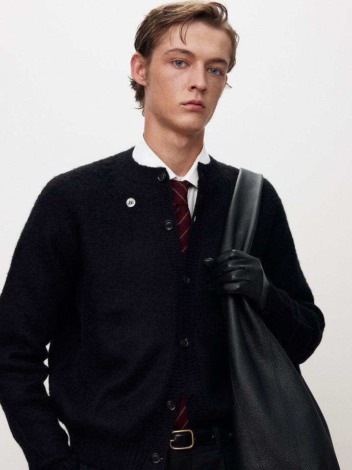 Tonywack - Alpaca Mohair Crew-Neck Cardigan (Black) product image 1 | TRAB K-Fashion Australia