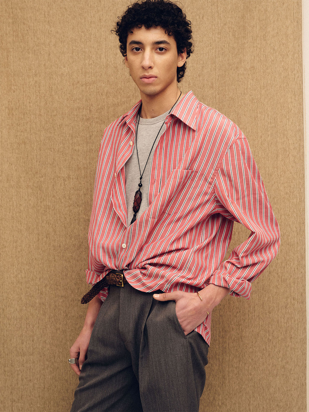 Tonywack - Striped Cotton Blend Shirt (Red Stripe) product image 9 | TRAB K-Fashion Australia