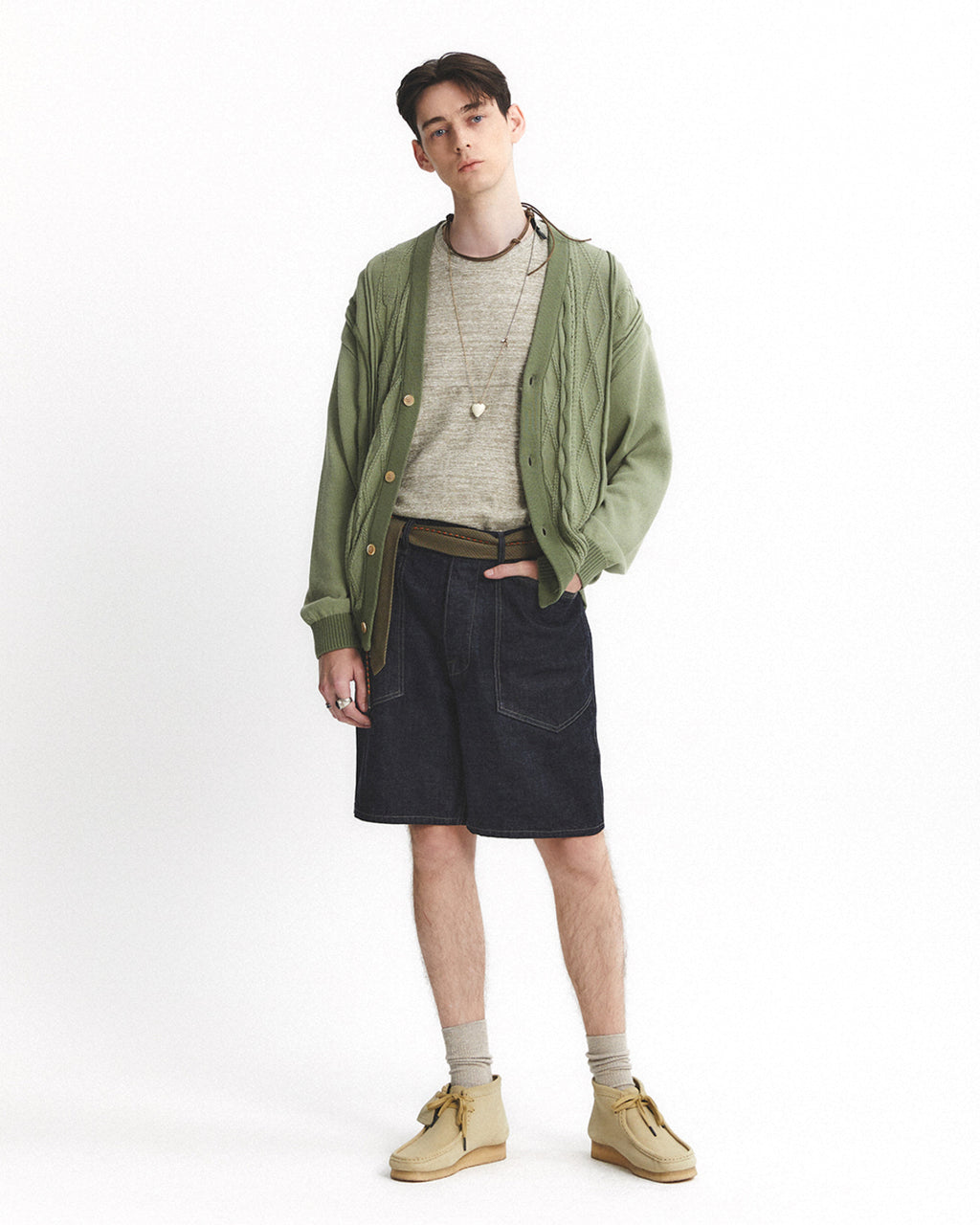 Eastlogue - Asymmetrical Cable Cardigan (Sage Green) product image 4 | TRAB K-Fashion Australia