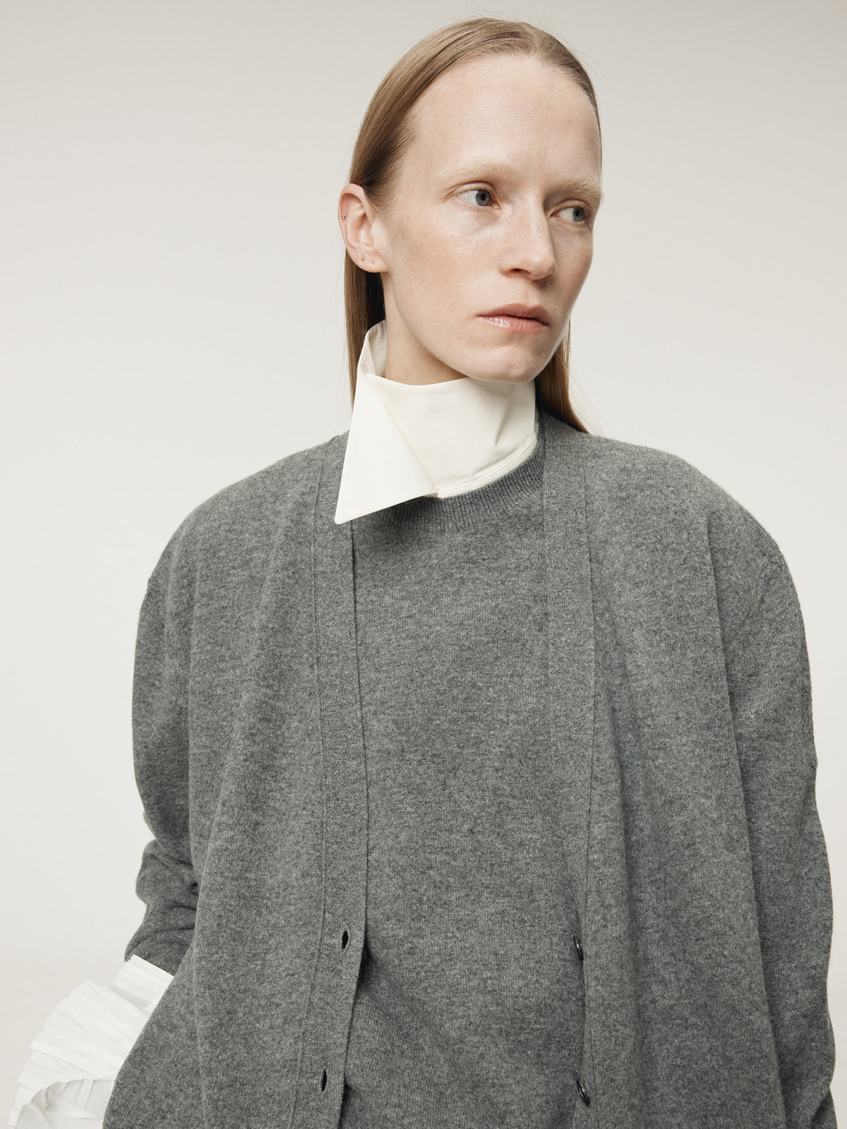 Recto - Layered Cardigan Knit Top (Melange Grey) product image 7 | TRAB K-Fashion Australia