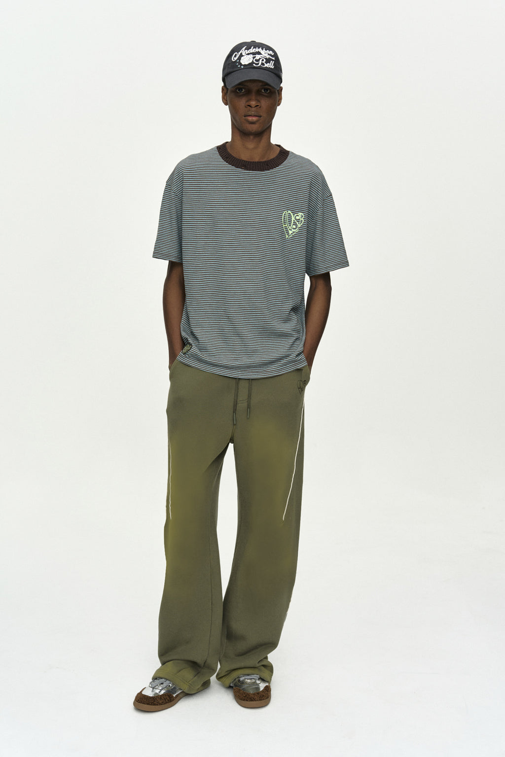 Andersson Bell - Unisex Piping Line Dyed Sweat Pants (Khaki) product image 9 | TRAB K-Fashion Australia