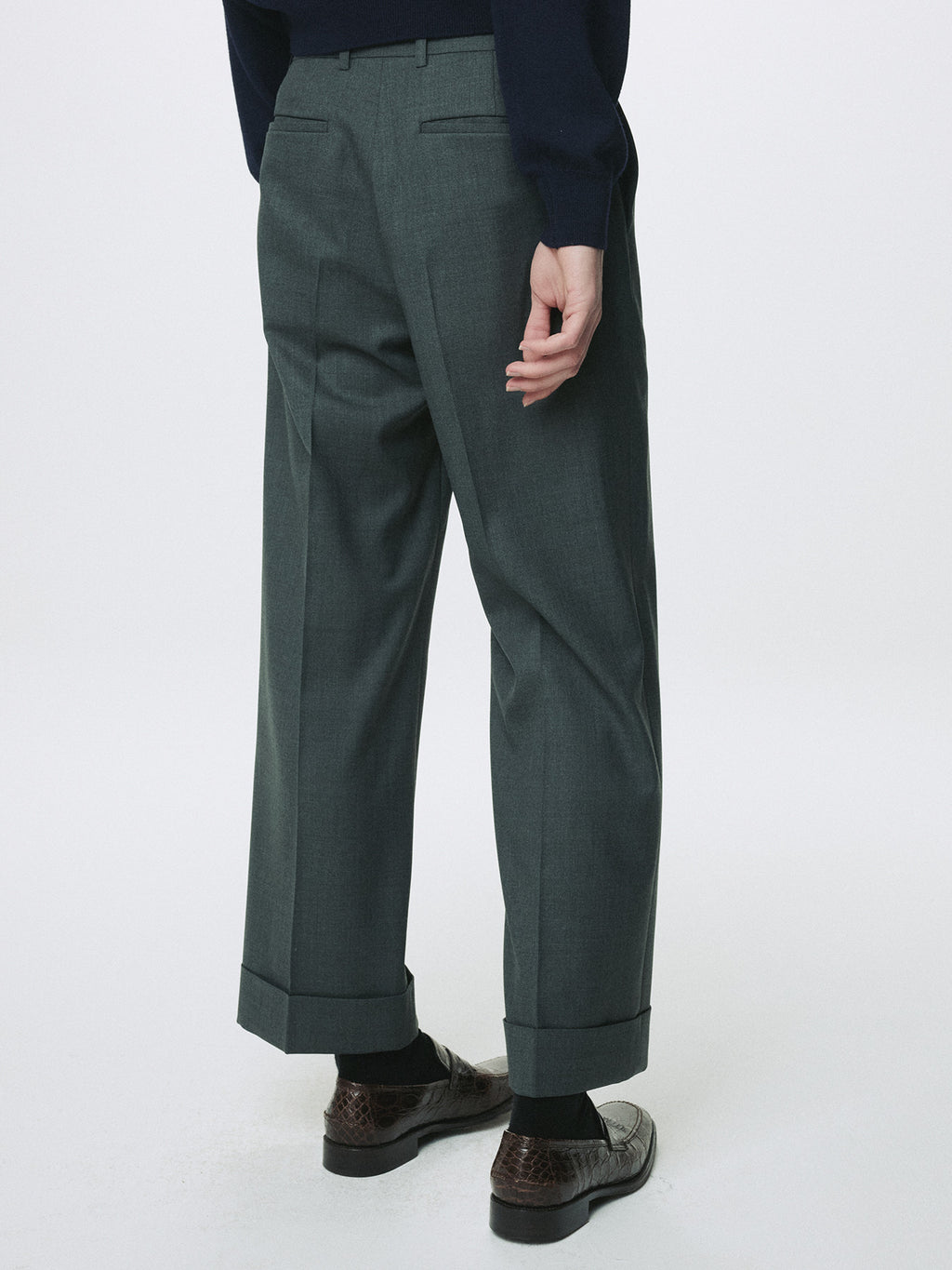Tonywack - Wool Cuffed Trousers (Moss Grey) product image 7 | TRAB K-Fashion Australia