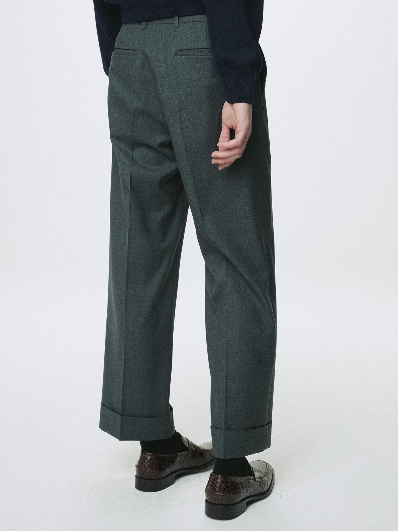 Tonywack - Wool Cuffed Trousers (Moss Grey) product image 7 | TRAB K-Fashion Australia