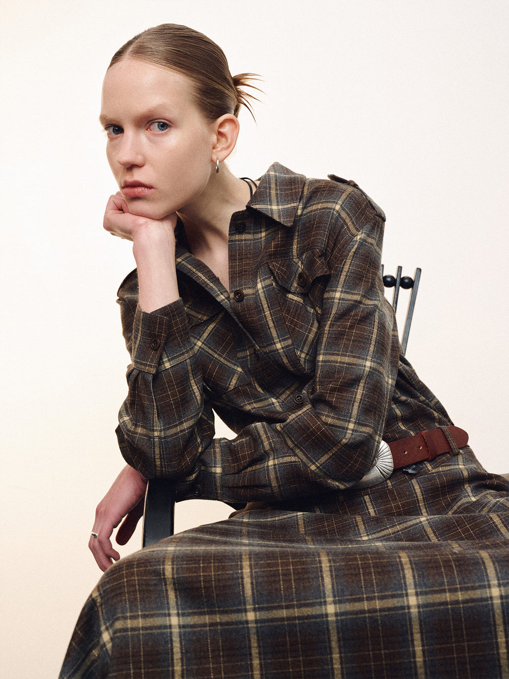 Tonywack - Checked Utility Shirt Dress (Blue Grey Check) product image 4 | TRAB K-Fashion Australia