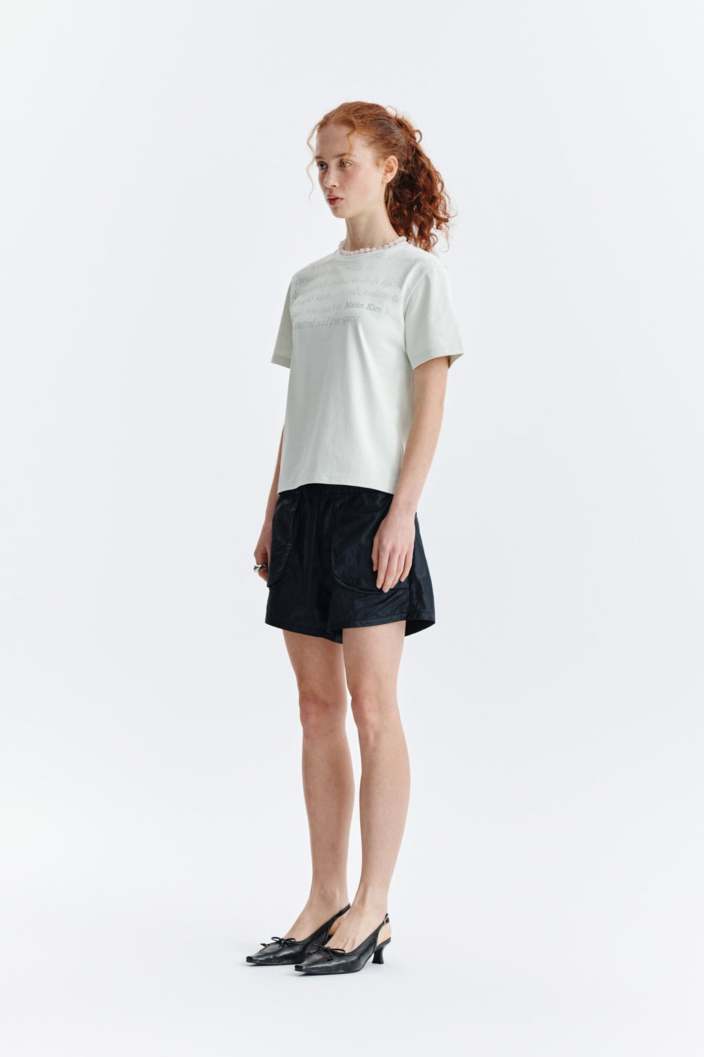 Matin Kim - Logo Point Lettering Graphic Top (Light Green) product image 5 | TRAB K-Fashion Australia