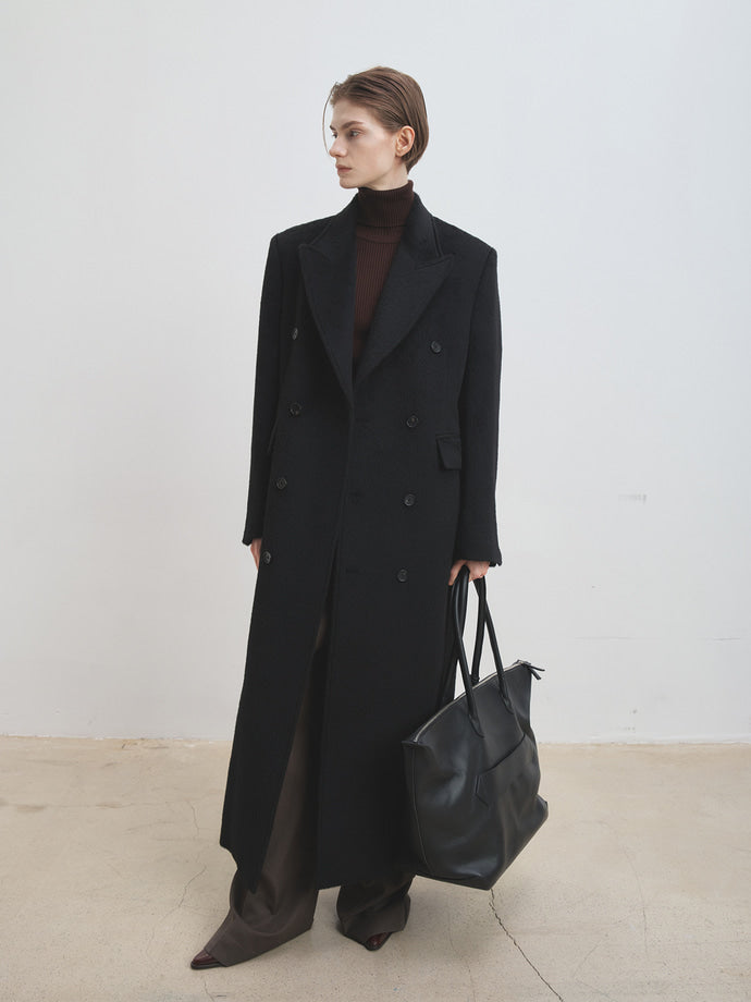 Tonywack - Wool And Alpaca Fitted Double-Breasted Maxi Coat (Black) product image 7 | TRAB K-Fashion Australia
