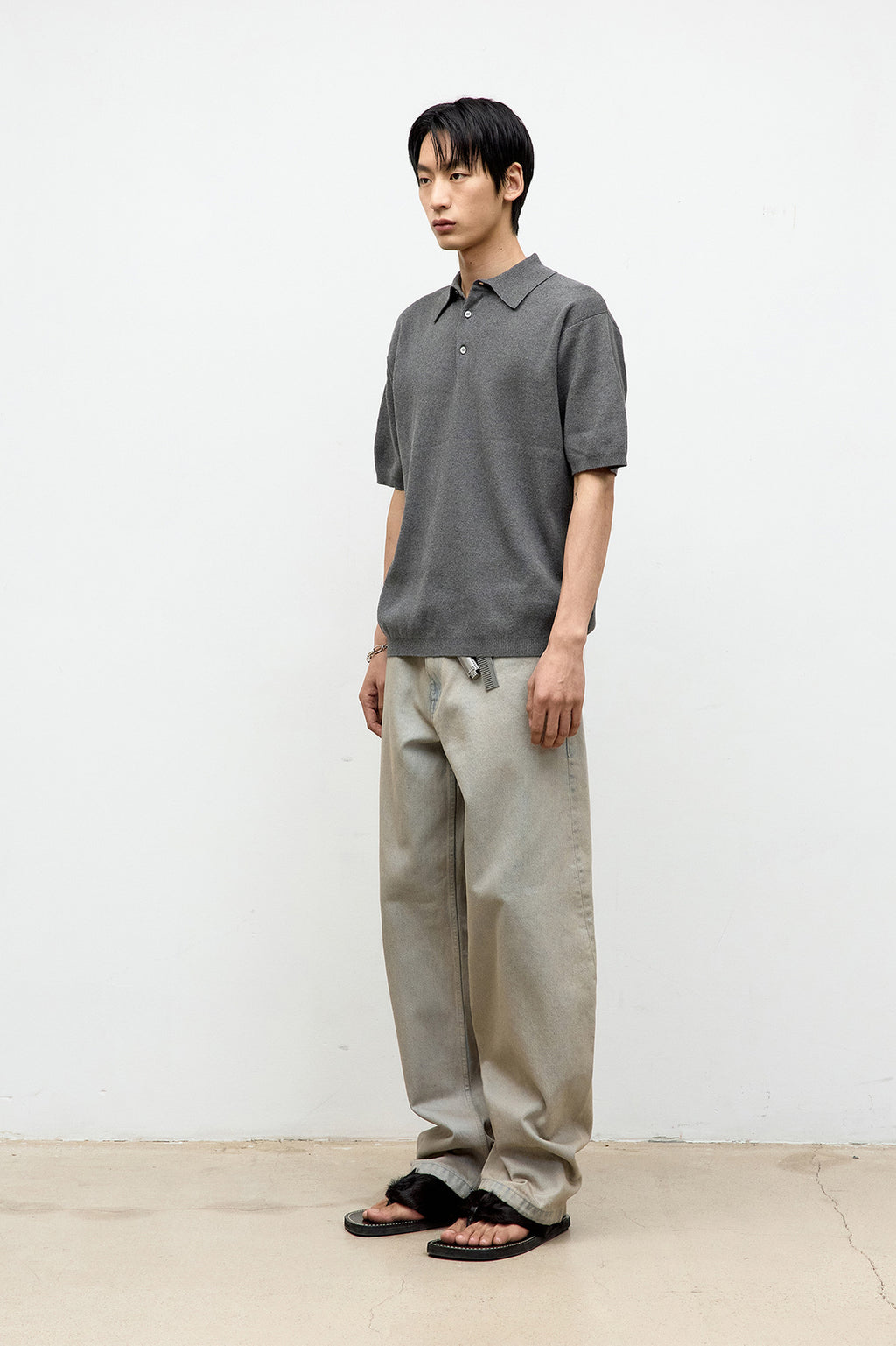 Coor - Compact Sandy Polo Knit (Charcoal Grey) product image 3 | TRAB K-Fashion Australia