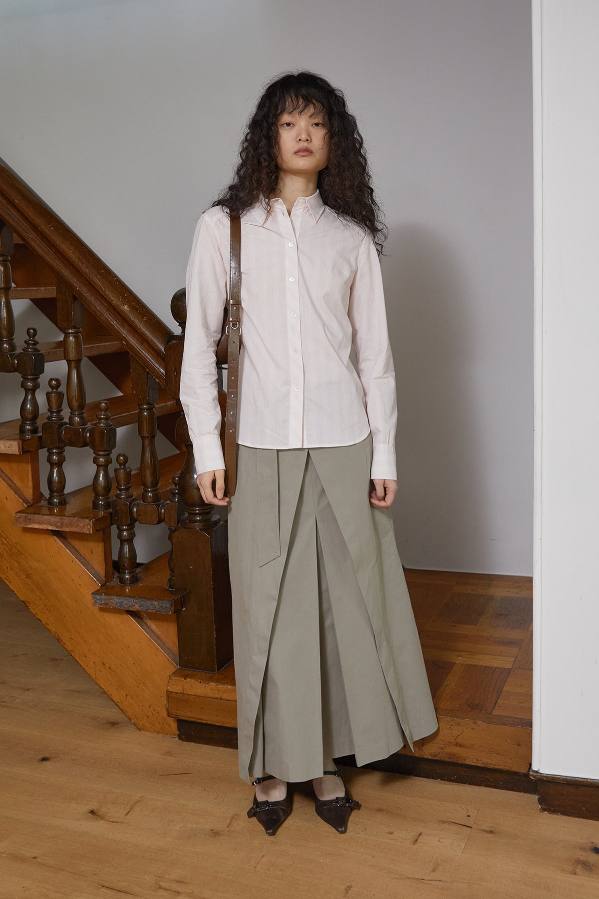 Matin Kim - Cuffs Button Point Stripe Shirt (Light Pink) product image 11 | TRAB K-Fashion Australia