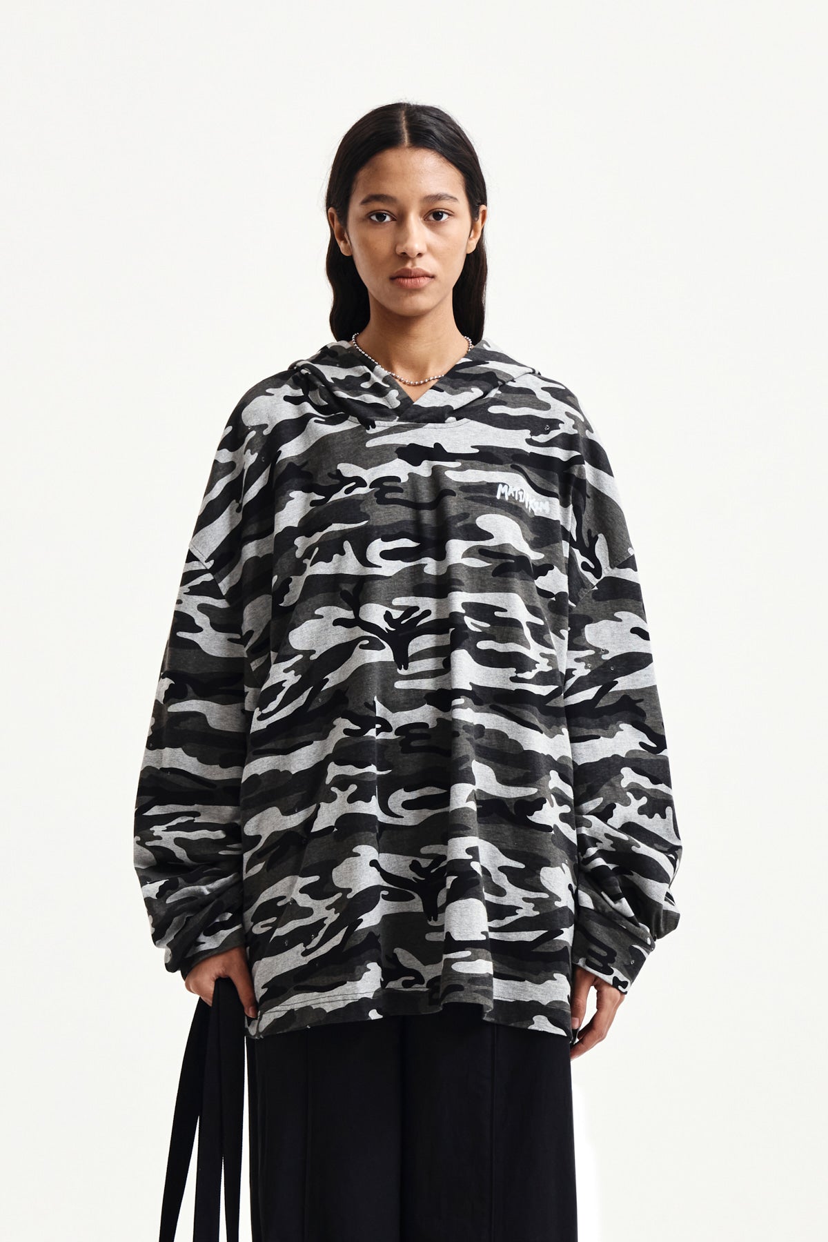 Matin Kim - Typo Artwork Camouflage Hoody (Khaki) product image 6 | TRAB K-Fashion Australia