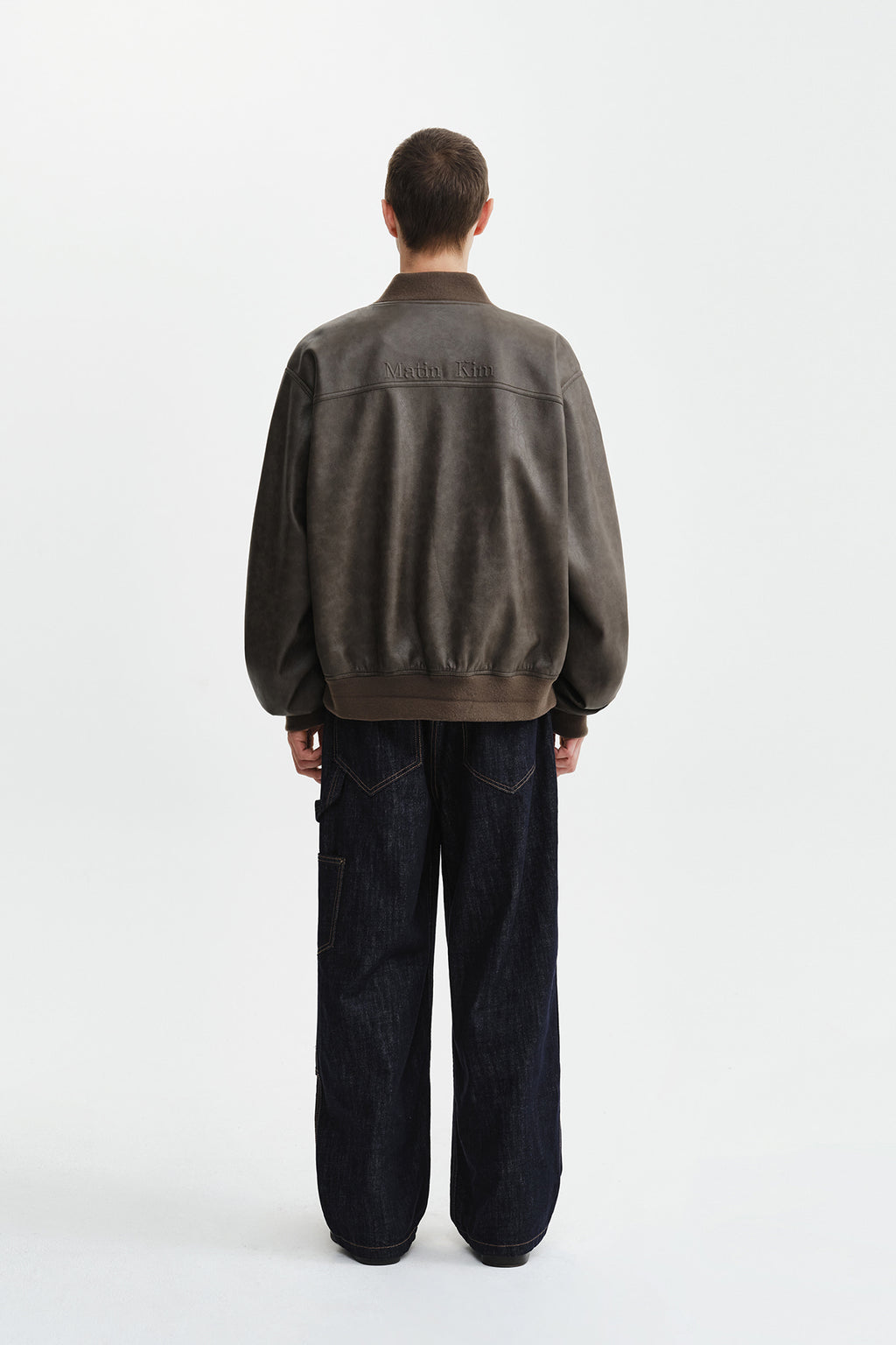 Matin Kim - Faux Leather Rib Collar Blouson (Brown) product image 8 | TRAB K-Fashion Australia