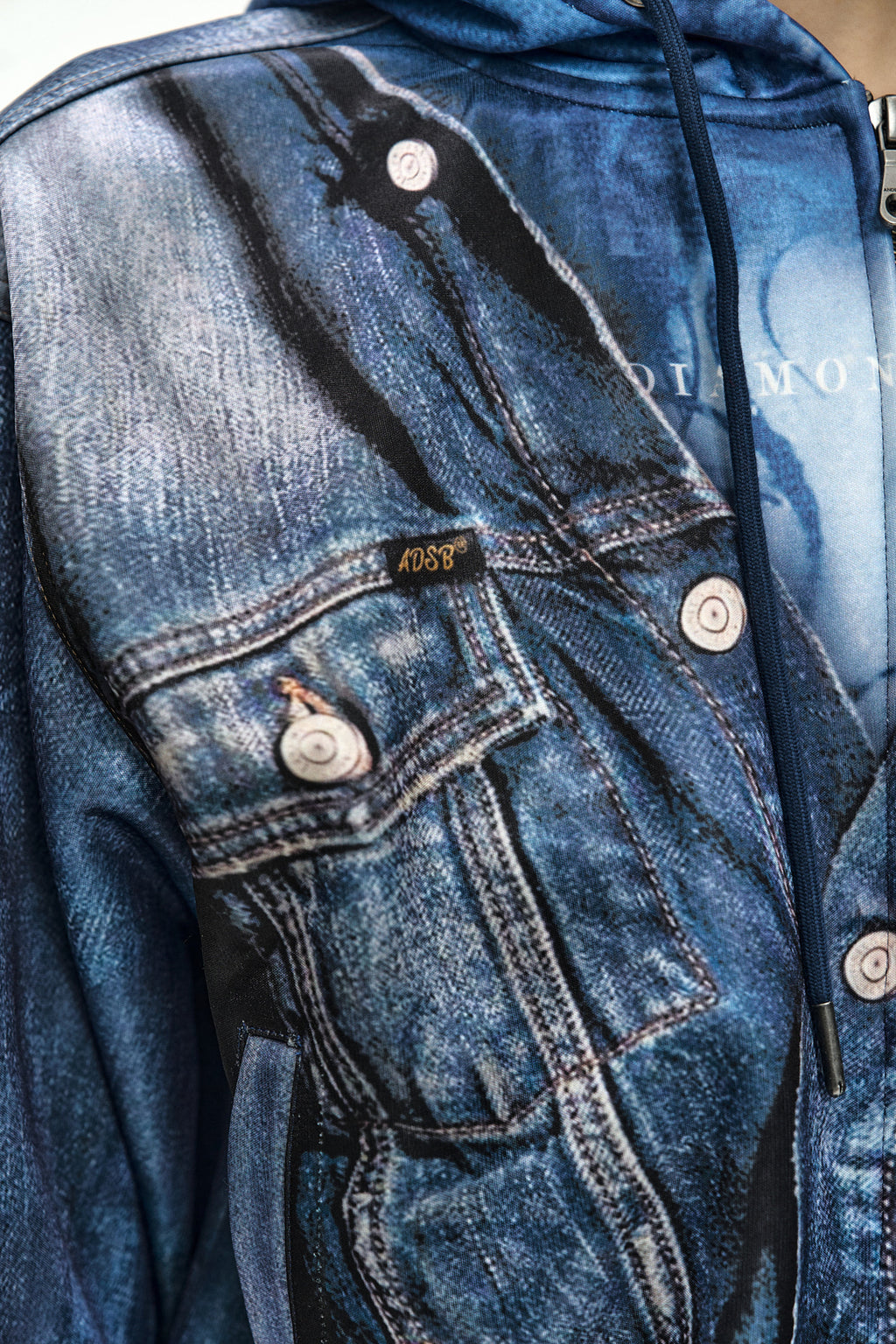 Andersson Bell - Denim Layered Trompe L'oeil Hoodie (blue) (Blue) product image 7 | TRAB K-Fashion Australia