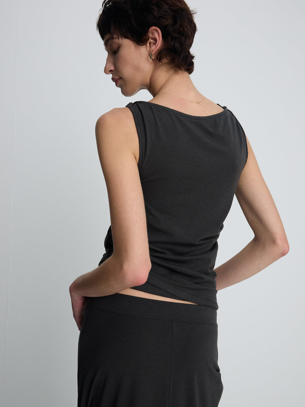 Tonywack - Soft Draped Twist Sleeveless Top (Charcoal) product image 7 | TRAB K-Fashion Australia