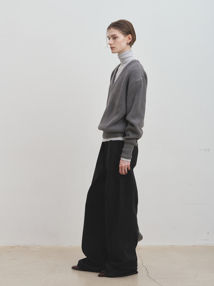 Tonywack - Merino Wool V-Neck Oversized Sweater (Grey) product image 5 | TRAB K-Fashion Australia