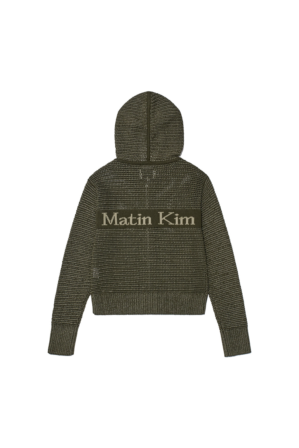 Matin Kim - Two Tone Mesh Knit Hoody Zip Up (Khaki) product image 2 | TRAB K-Fashion Australia