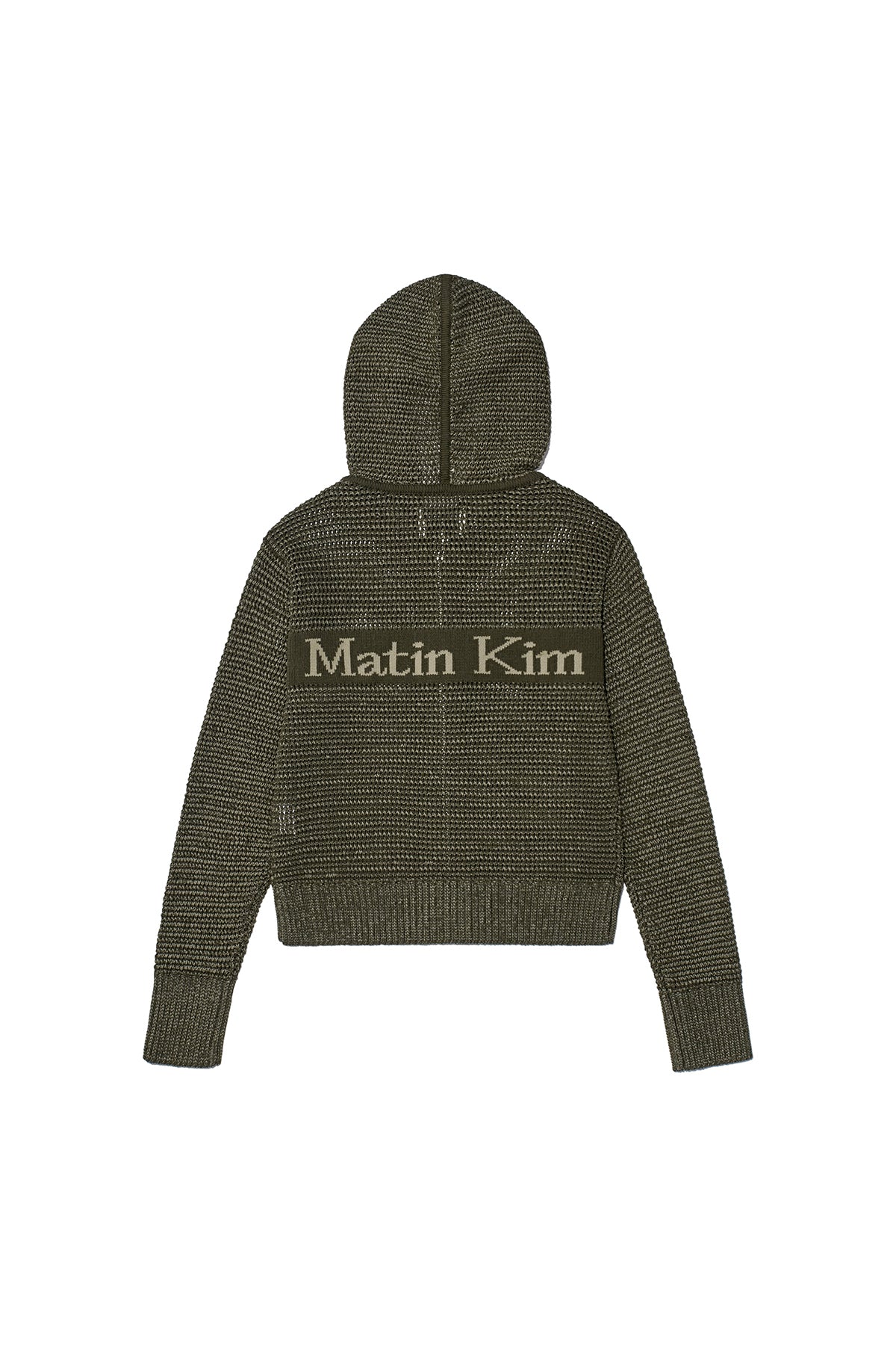 Matin Kim - Two Tone Mesh Knit Hoody Zip Up (Khaki) product image 2 | TRAB K-Fashion Australia