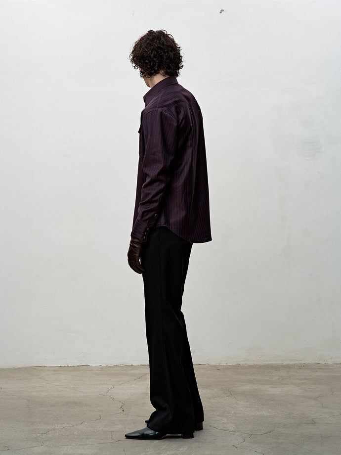 Tonywack - Striped Wool Western Shirt (Dark Burgundy) product image 3 | TRAB K-Fashion Australia