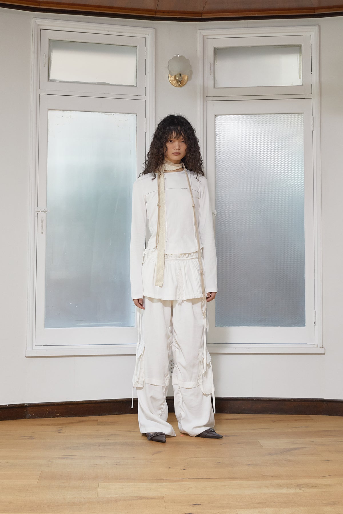 Matin Kim - Tuck Detail Small Logo Top (White) product image 13 | TRAB K-Fashion Australia