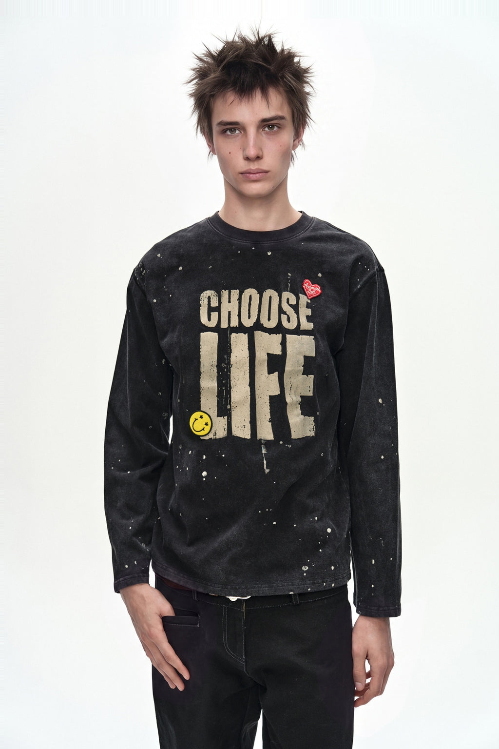 Andersson Bell - (essential) Unisex Choose Life Long Sleeve T-Shirt (black) (Black) product image 3 | TRAB K-Fashion Australia