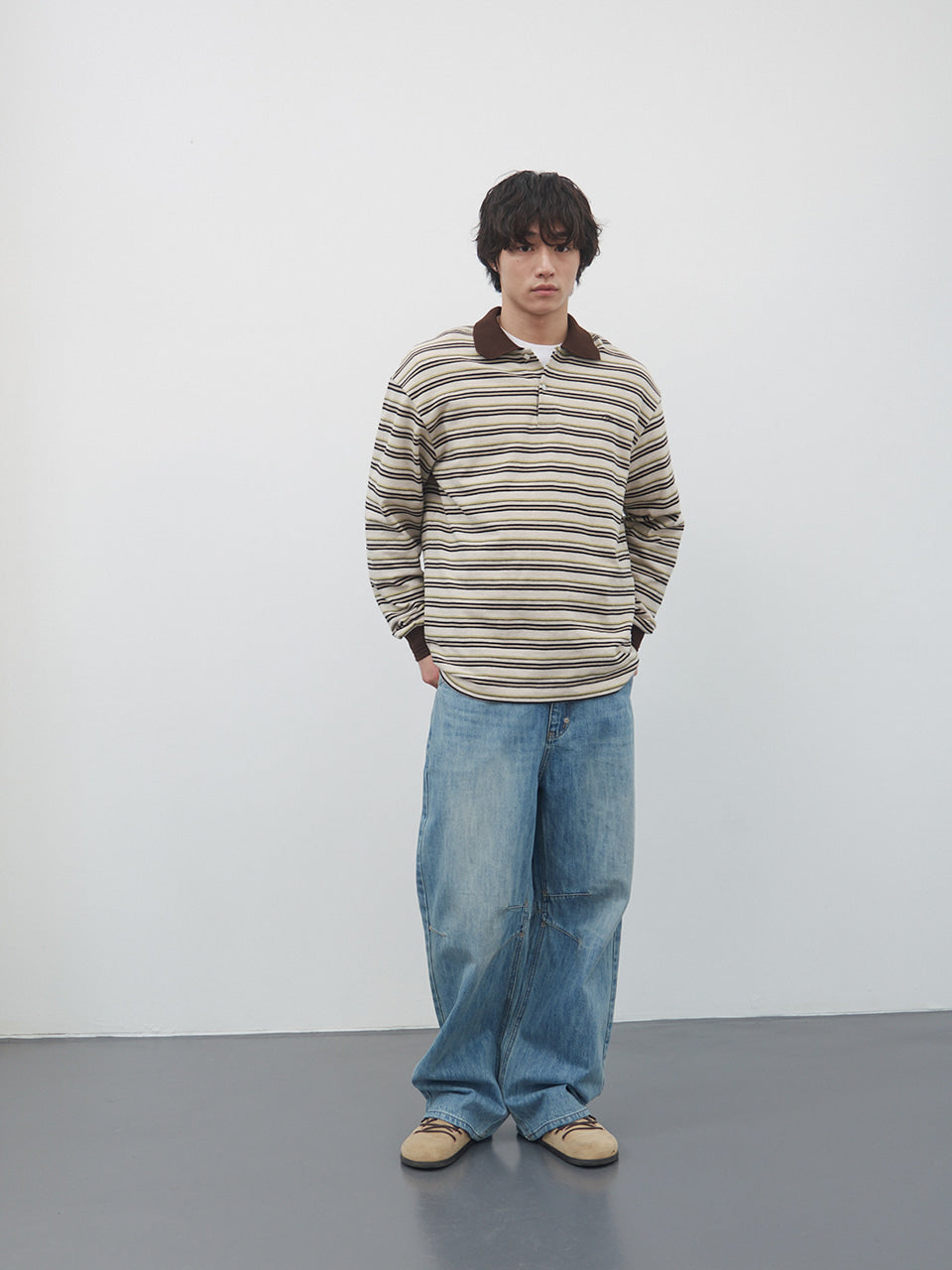 Kijun - Fresh Border Pique Polo (Brown) product image 3 | TRAB K-Fashion Australia