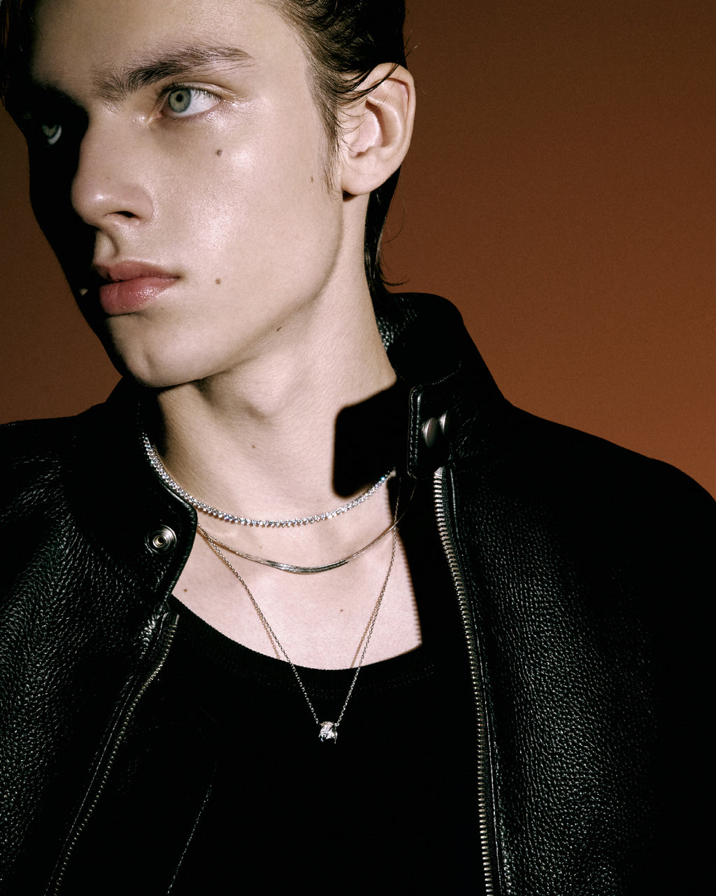 Numbering - Pave Sculpted Wave Cylinder Necklace #3818 product image 5 | TRAB K-Fashion Australia