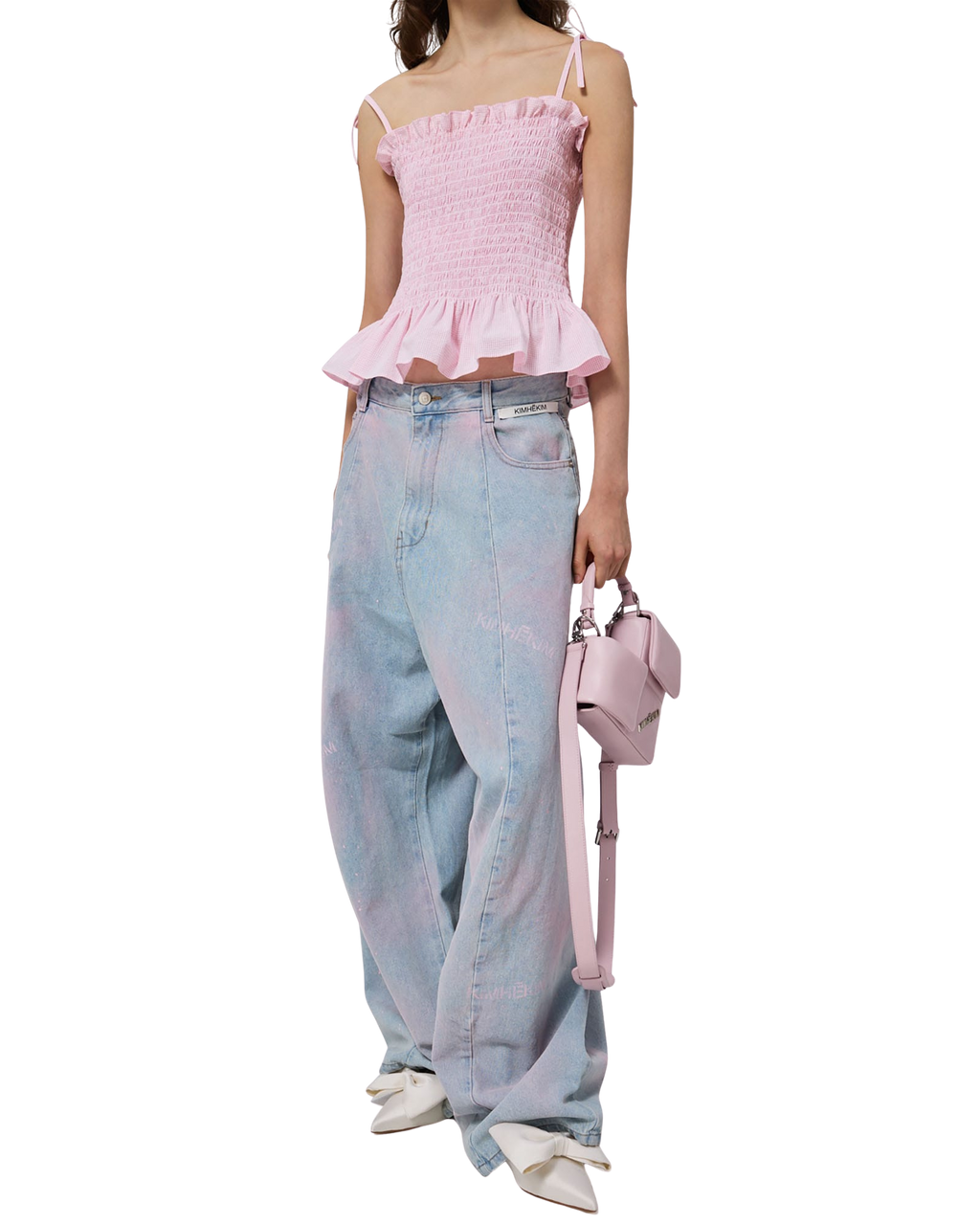 Kimhe Kim - Spray Dyed Balloon Fit Jeans (Sky Blue/Pink) product image 6 | TRAB K-Fashion Australia