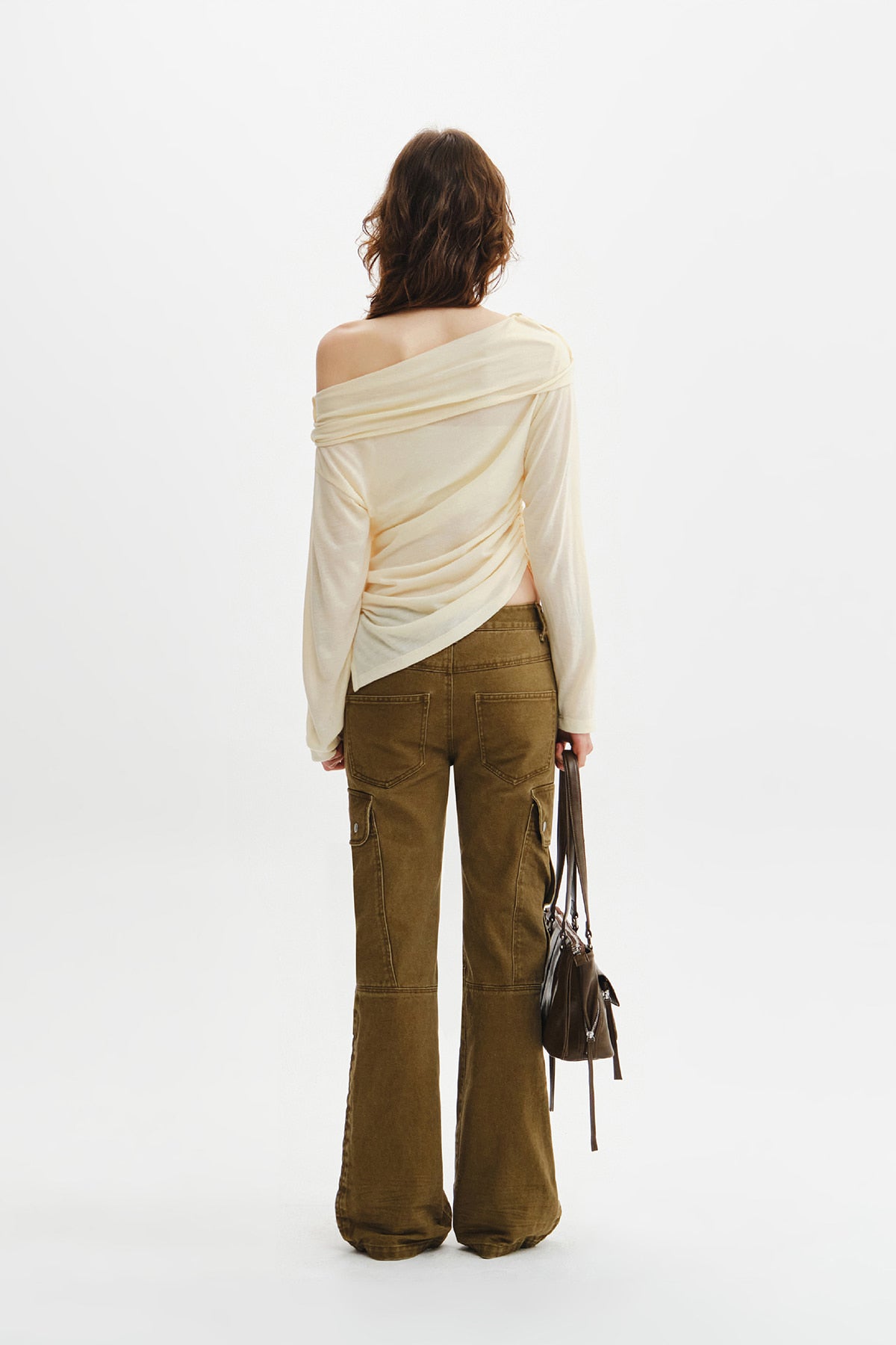 Matin Kim - Asymmetric Side Shirring Top (Light Beige) product image 10 | TRAB K-Fashion Australia