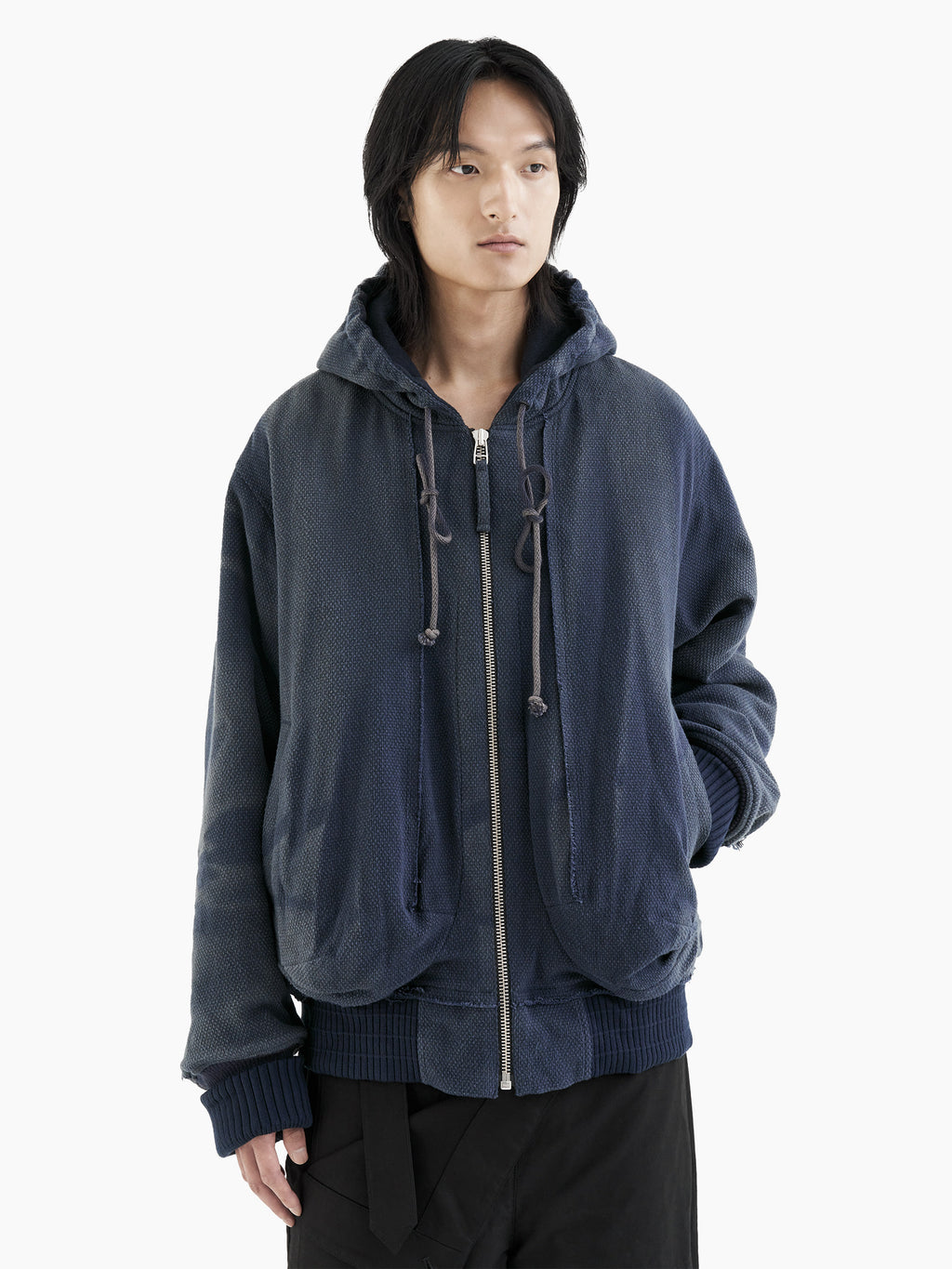 Jiyong Kim - Sun-Bleached Raw Edged Work Jacket (Navy) product image 2 | TRAB K-Fashion Australia