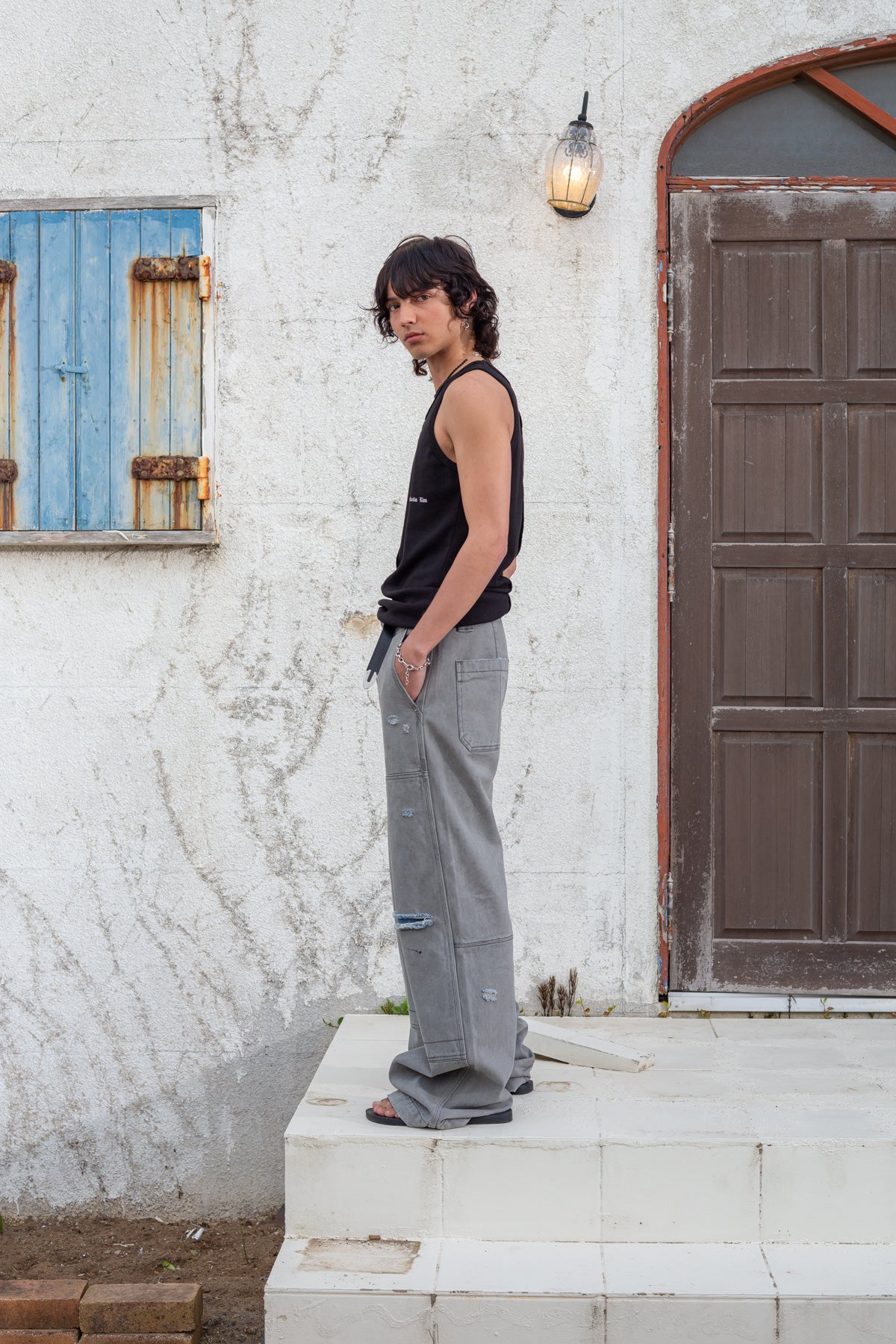 Matin Kim - Small Logo Pintuck Sleeveless Top (Black) product image 7 | TRAB K-Fashion Australia