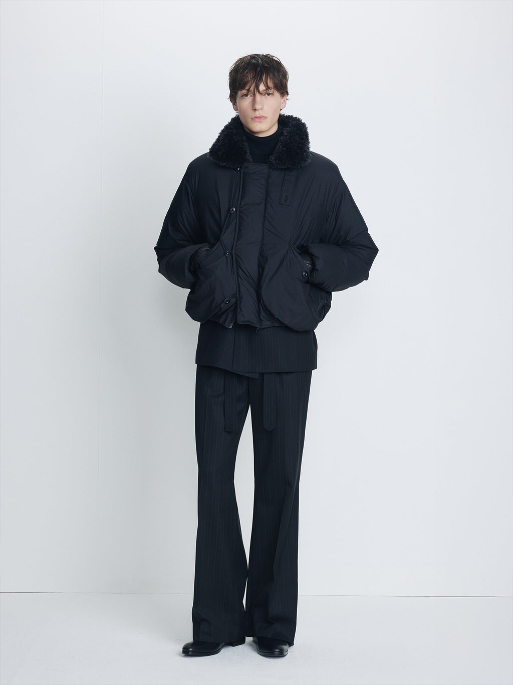 Tonywack - Shearling Collar Puffer Blouson (Black) product image 1 | TRAB K-Fashion Australia