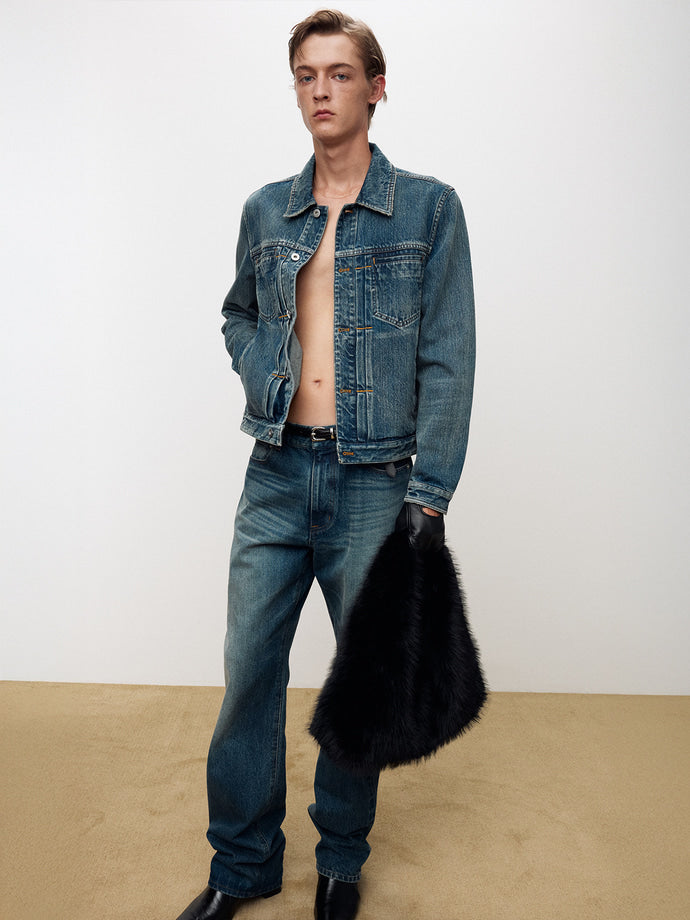 Tonywack - Denim Blouson Jacket (Mid Blue) product image 1 | TRAB K-Fashion Australia