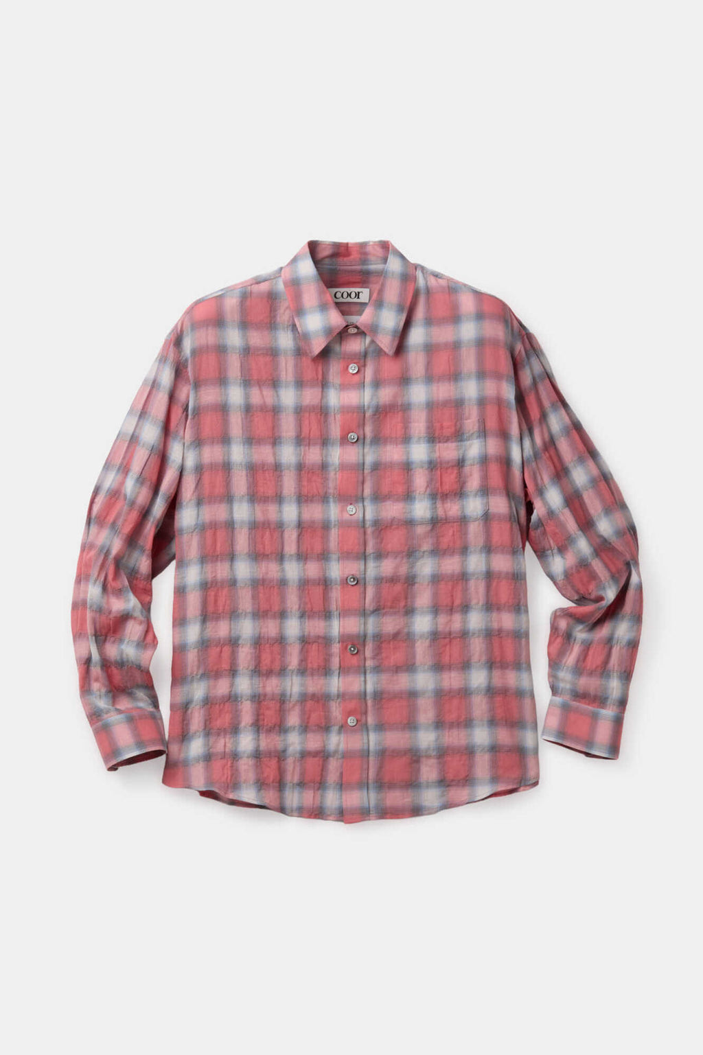 Coor - Seersucker Ombre Checkered Shirt (Pink Check) product image 1 | TRAB K-Fashion Australia