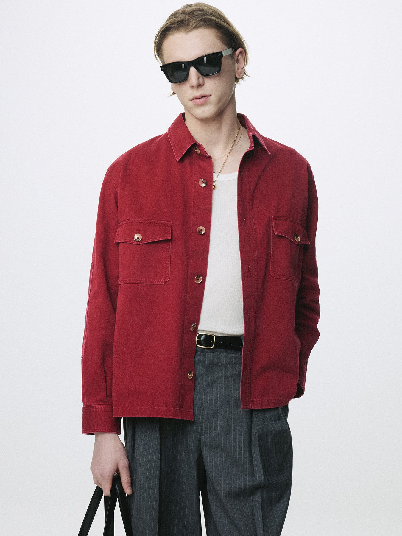 Tonywack - Washed Cotton Twill Overshirt (Red) product image 4 | TRAB K-Fashion Australia
