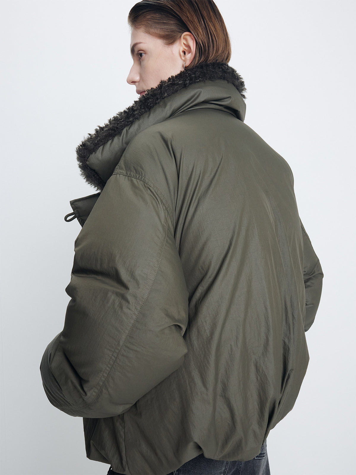 Tonywack - Shearling Collar Puffer Blouson (Olive) product image 4 | TRAB K-Fashion Australia