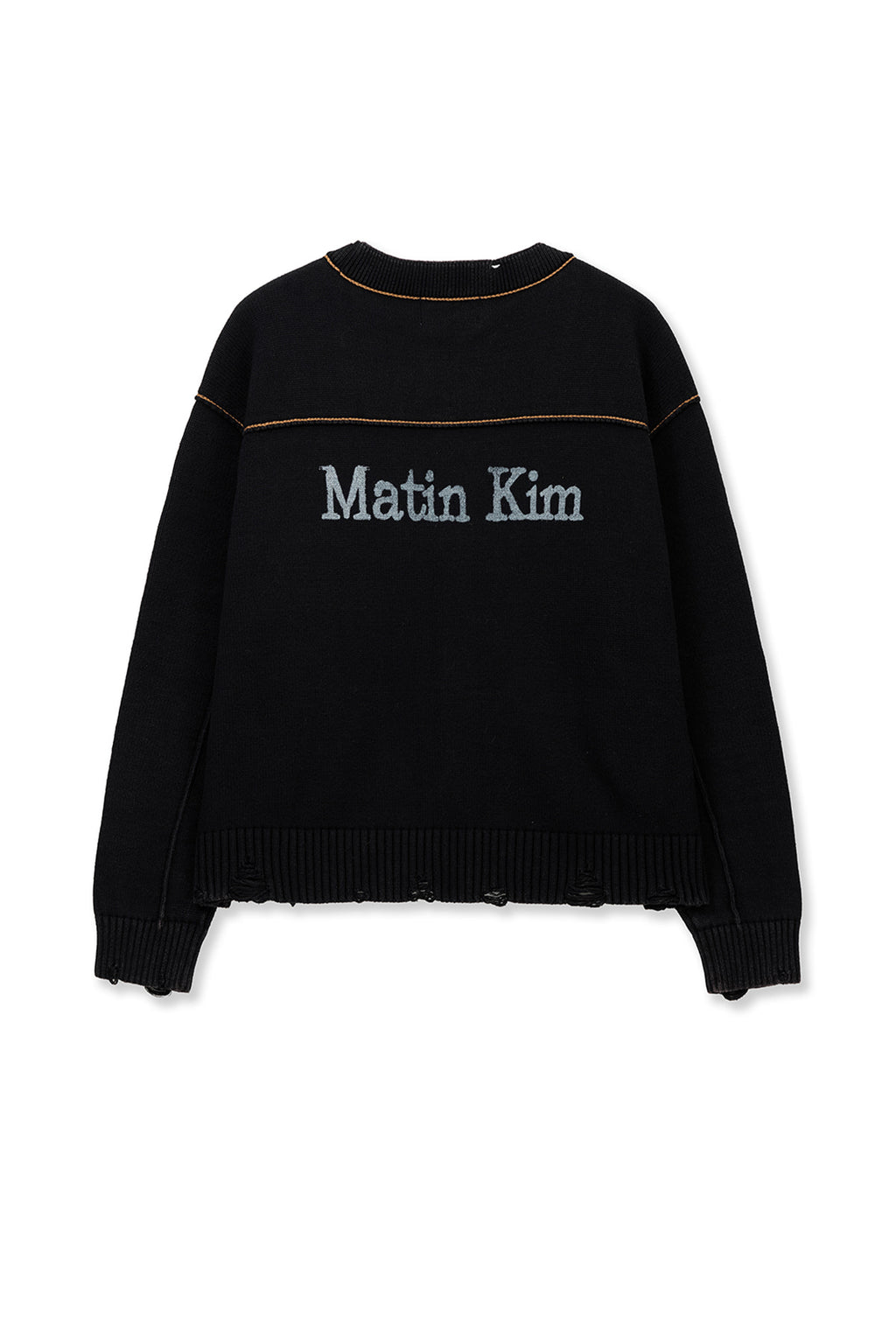 Matin Kim - Back Logo Line Point Knit Cardigan (Black) product image 2 | TRAB K-Fashion Australia