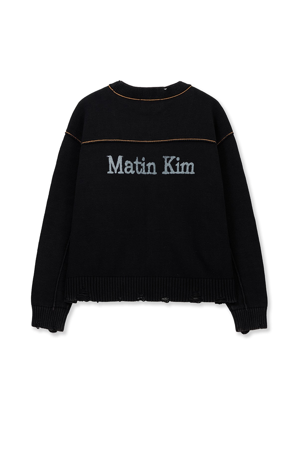 Matin Kim - Back Logo Line Point Knit Cardigan (Black) product image 2 | TRAB K-Fashion Australia
