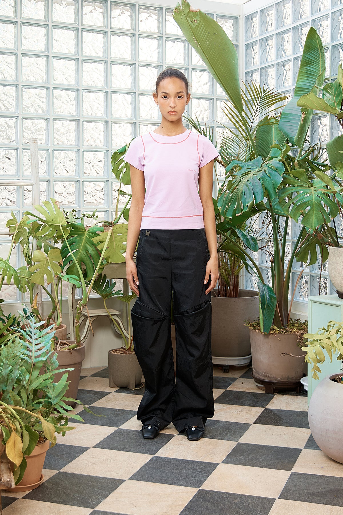 Matin Kim - Stitch Point Small Logo Top (Pink) product image 13 | TRAB K-Fashion Australia