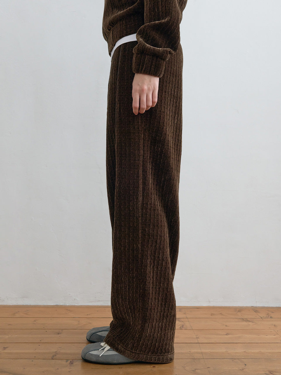 Kijun - Line Velour Pants (Dark Brown) product image 1 | TRAB K-Fashion Australia