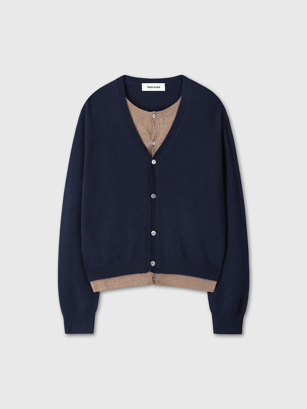 Tonywack - Wool And Cashmere Layered Cardigan (Navy/Taupe) product image 9 | TRAB K-Fashion Australia