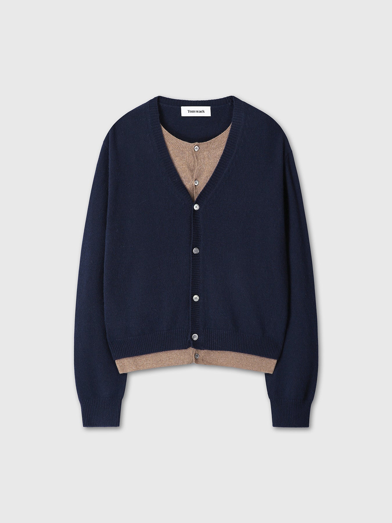 Tonywack - Wool And Cashmere Layered Cardigan (Navy/Taupe) product image 9 | TRAB K-Fashion Australia