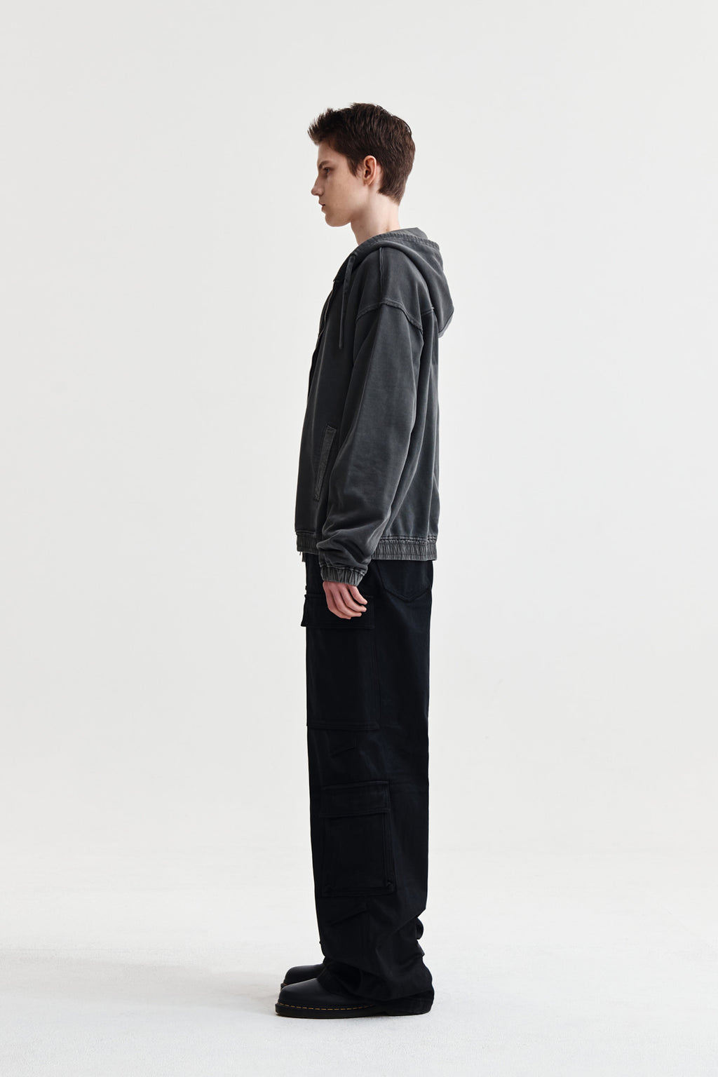 Matin Kim - Back Logo Pigment Dyed Zip Up Hoody (Charcoal) product image 6 | TRAB K-Fashion Australia