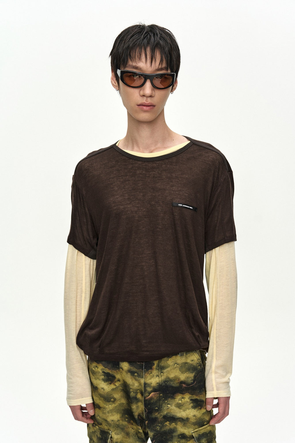Andersson Bell - Brad Layered T-Shirt (Lemon/Brown) product image 1 | TRAB K-Fashion Australia