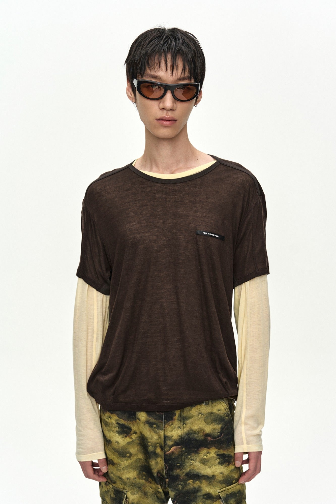 Andersson Bell - Brad Layered T-Shirt (Lemon/Brown) product image 1 | TRAB K-Fashion Australia