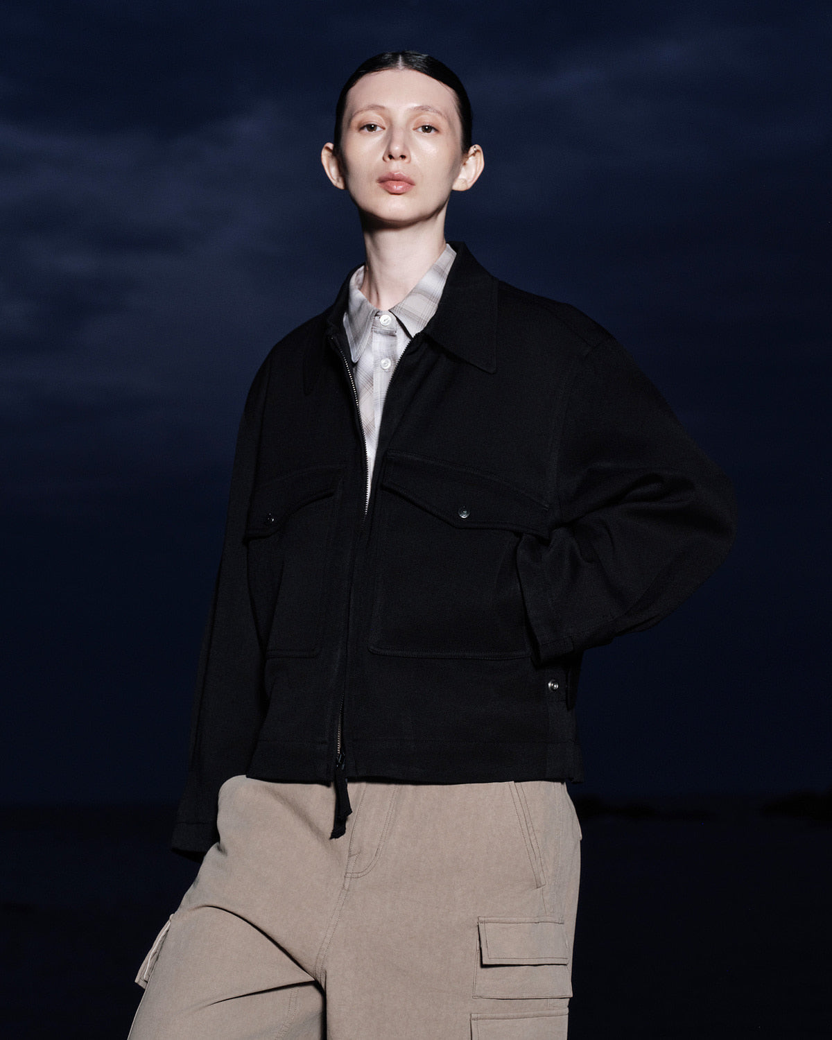 Eastlogue - Pilot Pleats Blouson Jacket (Black Twill) product image 2 | TRAB K-Fashion Australia