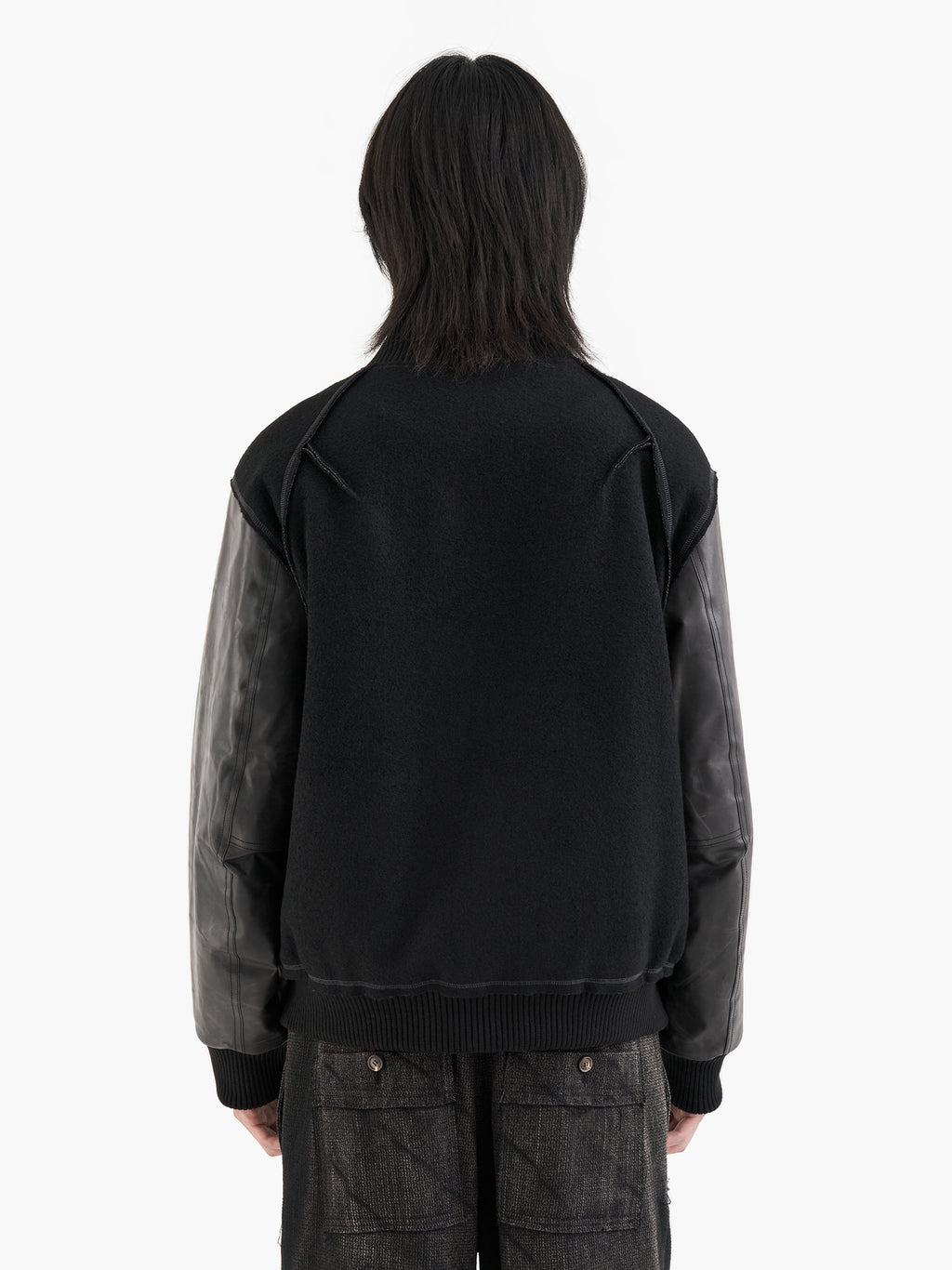 Jiyong Kim - Sun-Bleached Wool Varsity Jacket (Black) product image 10 | TRAB K-Fashion Australia