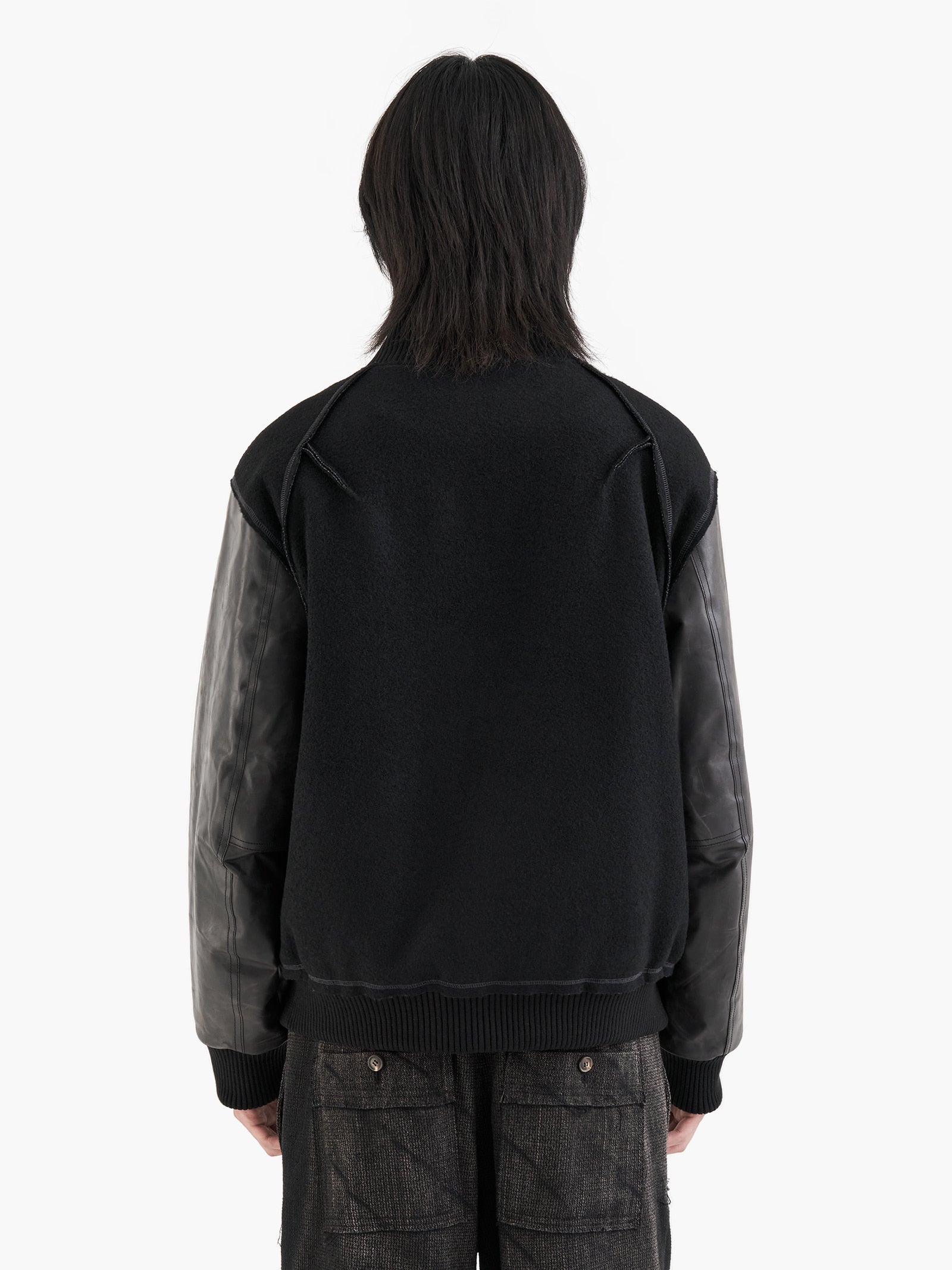 Jiyong Kim - Sun-Bleached Wool Varsity Jacket (Black) product image 10 | TRAB K-Fashion Australia